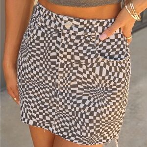 Vici Optical Illusion Black and White Mini Skirt